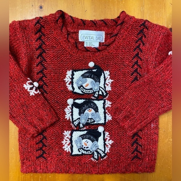 Mandal Bay Snowman Sweater, Peak-a-Boo Snowman Design / Winter - Picture 1 of 5